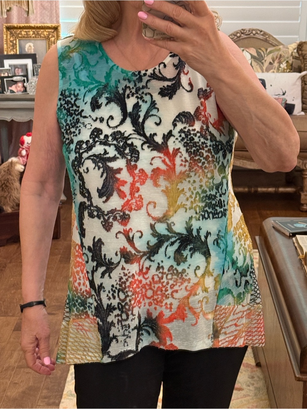 Soft Surroundings vibrantly color, textured tunic